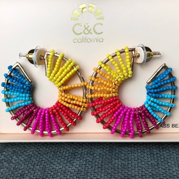 C&C California Jewelry - C&C California Glass Bead Hoop Post Earrings